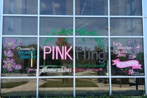 Painted windows for Pink Fling